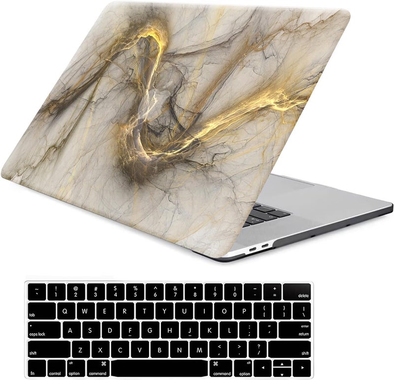 FUNUT for MacBook Air 13 inch Case 2022 2021 2020 2019 2018 Release M1 A2337/A2179/A1932, MacBook Air 2020 Case, Plastic Hard Shell Cover & Keyboard Cover for Mac Air 13.3 inch, Golden Marble - Image 1